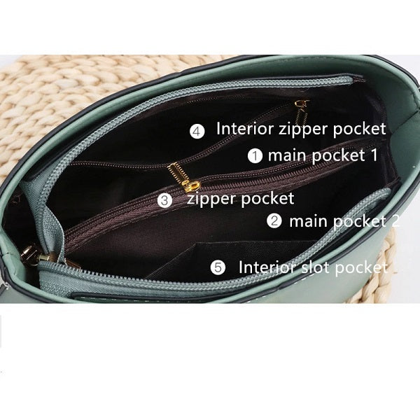 Large-Capacity Bucket Casual PU leather Shoulder bag Mssza