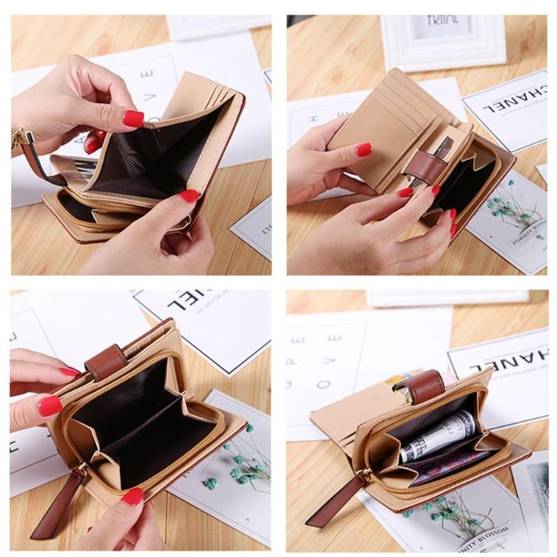 Leaf Hollow Out PU Leather Card Holder Short Wallet Mssza