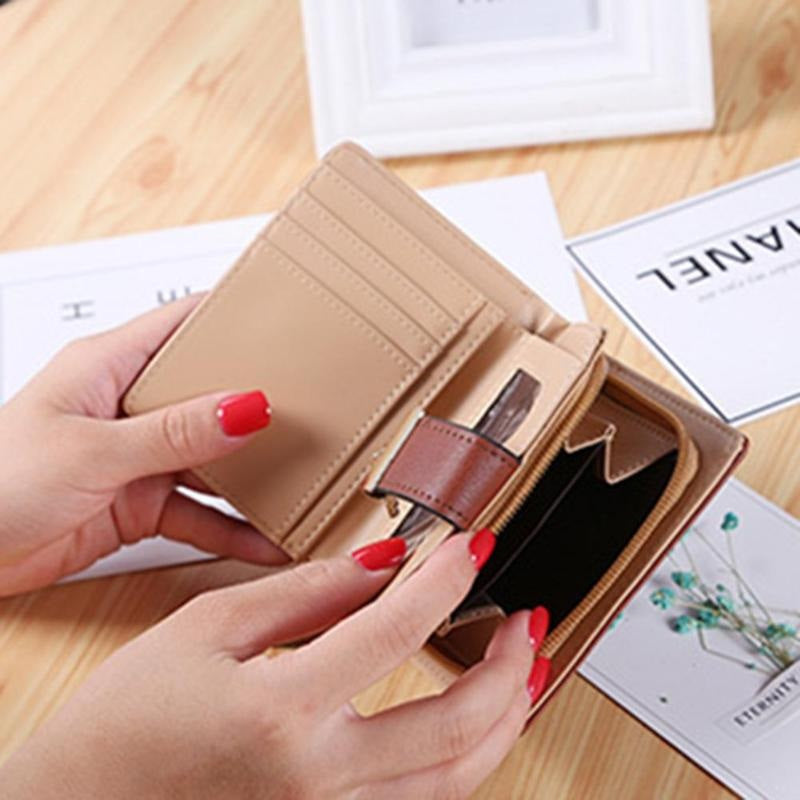 Leaf Hollow Out PU Leather Card Holder Short Wallet Mssza