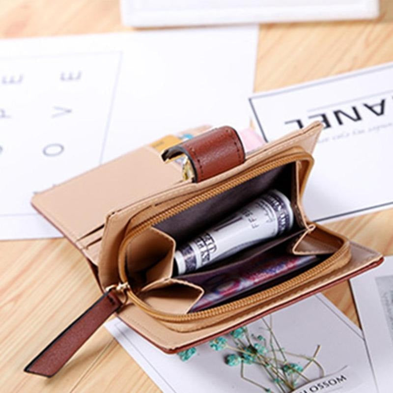 Leaf Hollow Out PU Leather Card Holder Short Wallet Mssza