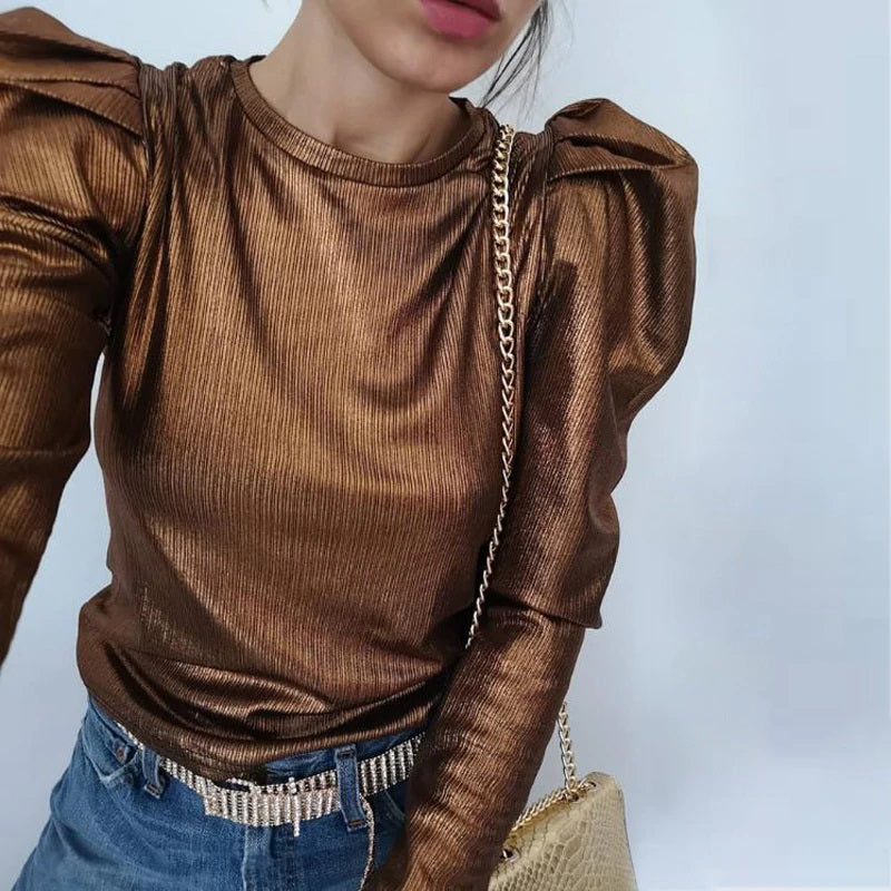 Long Sleeve Puff Blouse Mssza