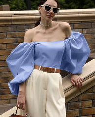 Loose Elegant Square Collar Puff Sleeve Shirts Casual Classic Shirt Solid Top Mssza