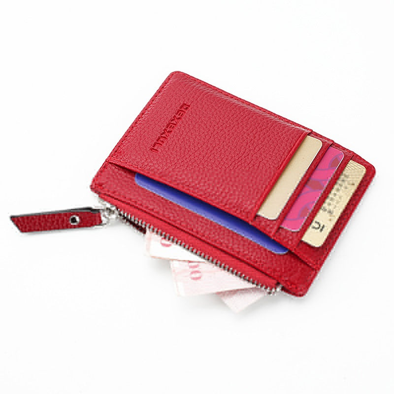 PU Leather Metal Card Holder Money Cash Clip Mini Wallet Mssza