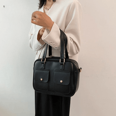Preppy Style PU Leather Tote Bag Handbag Large Capacity PU Travel Shoulder Bags Mssza