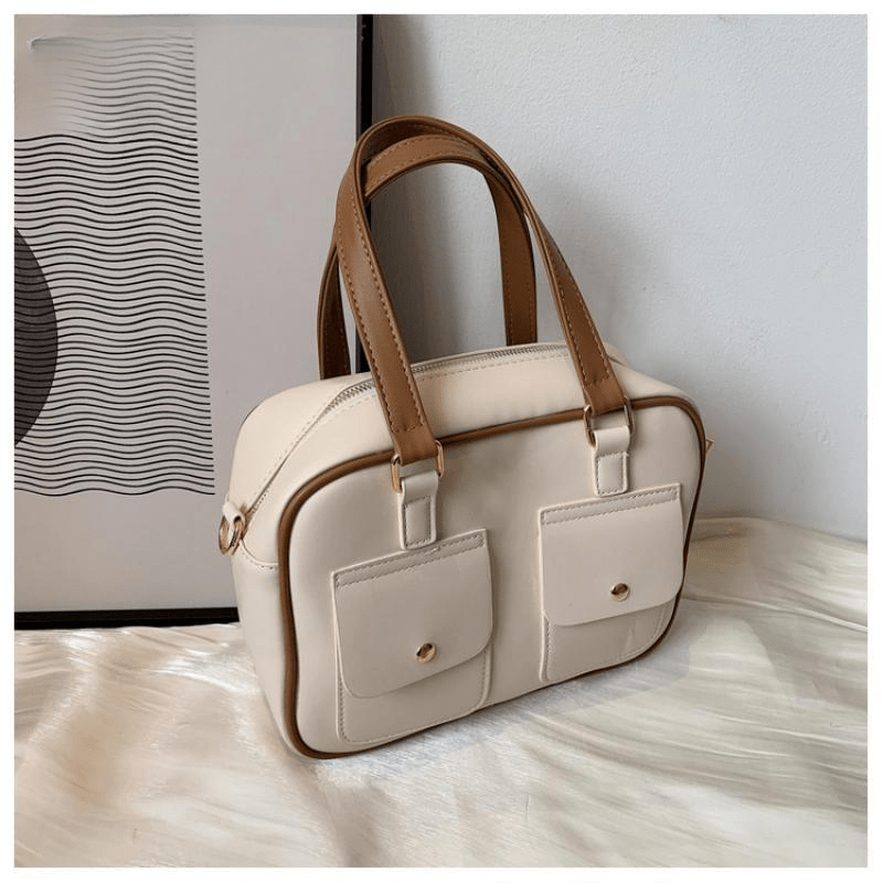 Preppy Style PU Leather Tote Bag Handbag Large Capacity PU Travel Shoulder Bags Mssza