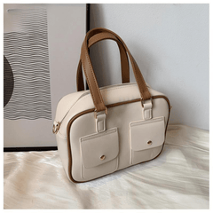 Preppy Style PU Leather Tote Bag Handbag Large Capacity PU Travel Shoulder Bags Mssza