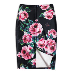 Floral Printed Pencil Long Skirt Office Skirts High Waist Slim Bodycon Mssza