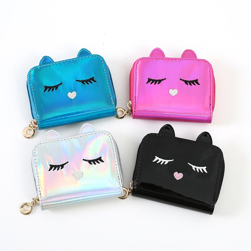 Pu Leather Cartoon Cat Face Mini Coin Purses Mssza