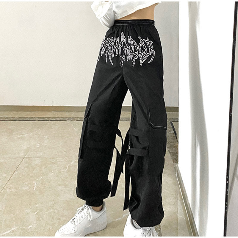 Punk Pockets Cargo Harem Print Pants Mssza