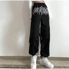 Punk Pockets Cargo Harem Print Pants Mssza