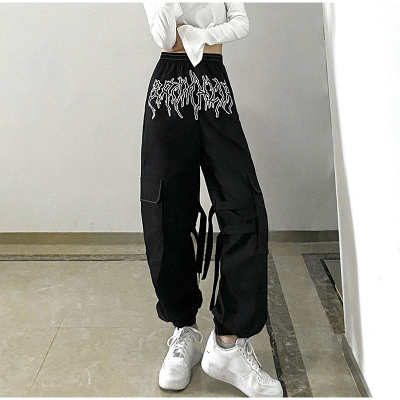 Punk Pockets Cargo Harem Print Pants Mssza