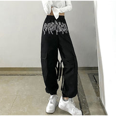 Punk Pockets Cargo Harem Print Pants Mssza