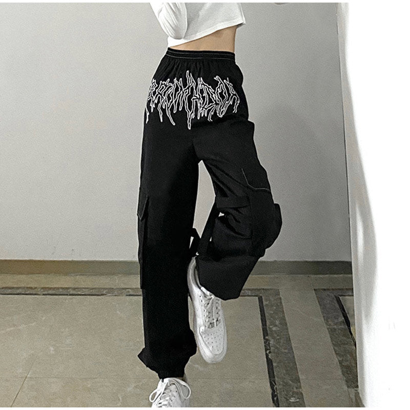 Punk Pockets Cargo Harem Print Pants Mssza