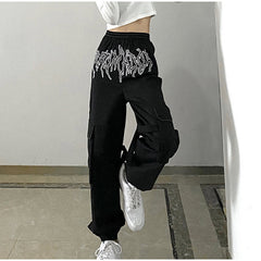 Punk Pockets Cargo Harem Print Pants Mssza