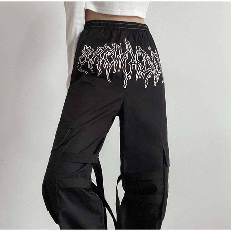 Punk Pockets Cargo Harem Print Pants Mssza