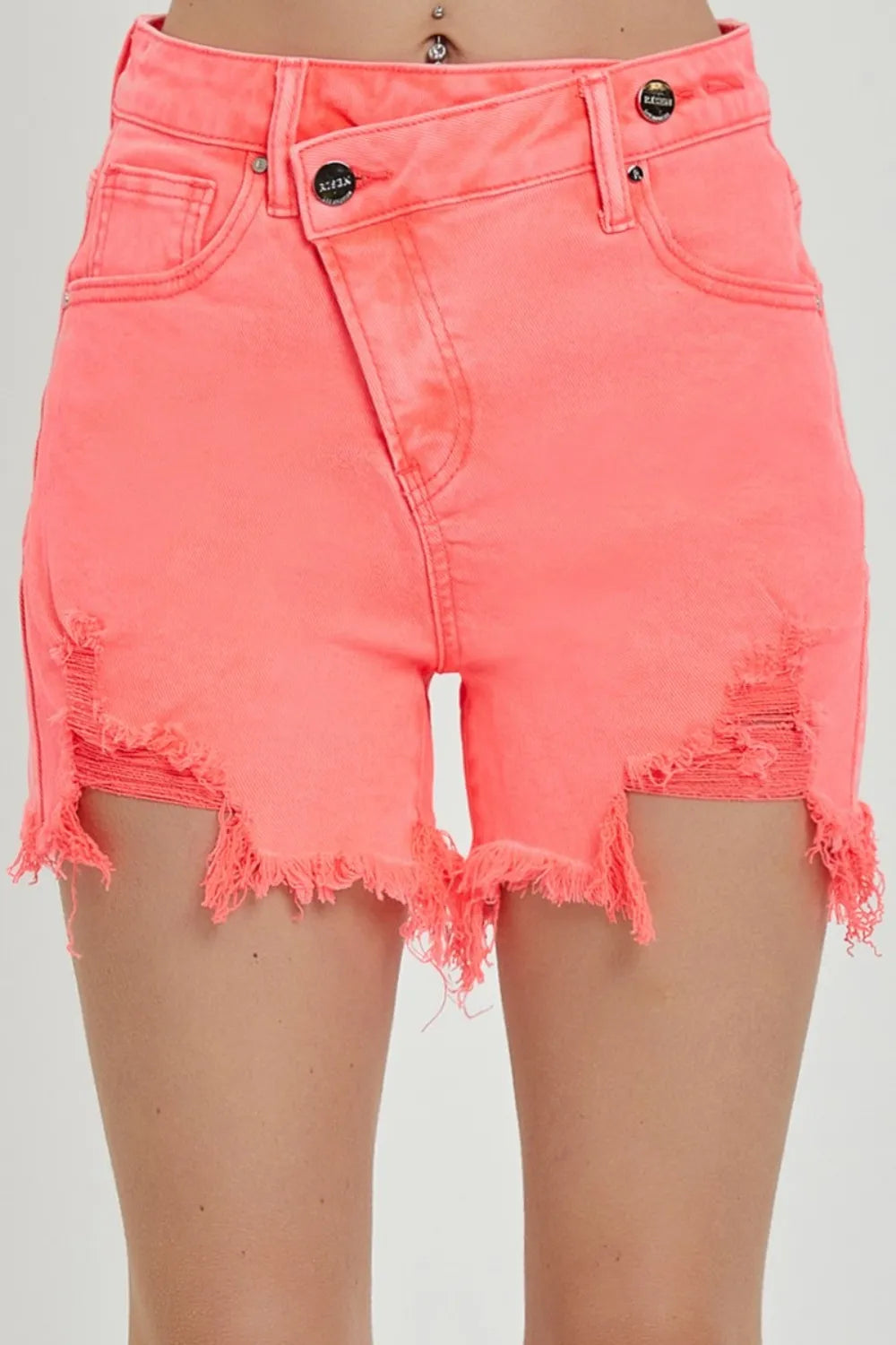 Short Pant Raw Hem Asymmetrical Waist Denim Shorts Mssza