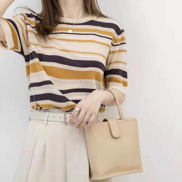 Short Sleeve Cashmere Sweater T-shirt Mssza