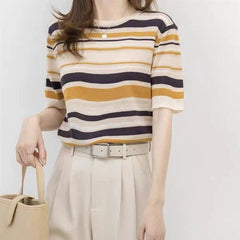 Short Sleeve Cashmere Sweater T-shirt Mssza
