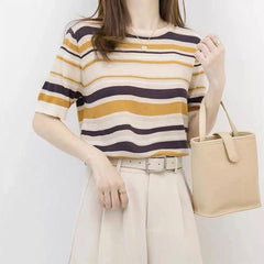 Short Sleeve Cashmere Sweater T-shirt Mssza