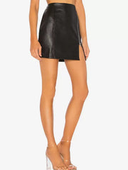 Skirts Natural Waist PU Leather Short elegant party outside Shorts Mssza