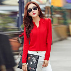 Slim Blouse Long Sleeve V Neck Elegant Ladies Office Shirts Mssza