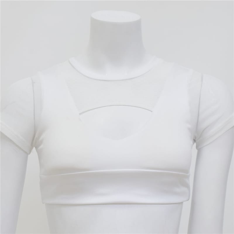 Solid Color Hollow Out Patchwork Sports Top Mssza