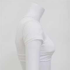 Solid Color Hollow Out Patchwork Sports Top Mssza