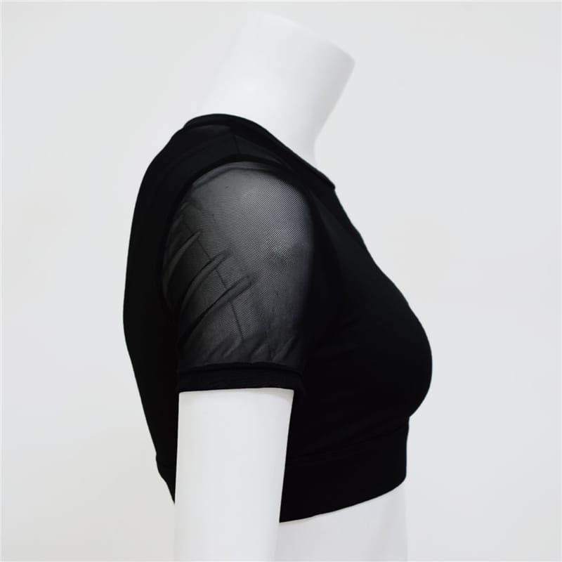 Solid Color Hollow Out Patchwork Sports Top Mssza