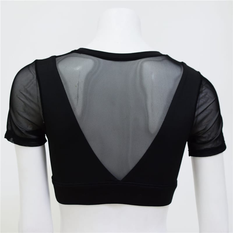 Solid Color Hollow Out Patchwork Sports Top Mssza