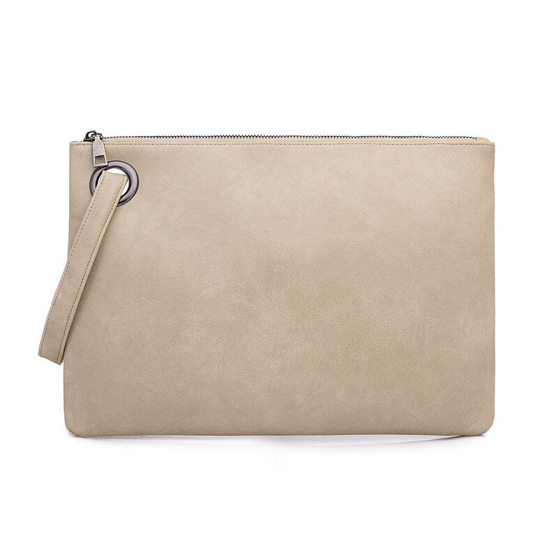 Solid Handbag Women's Clutch Bag Leather Women Envelope Bag Zipper Evening Bag Mssza
