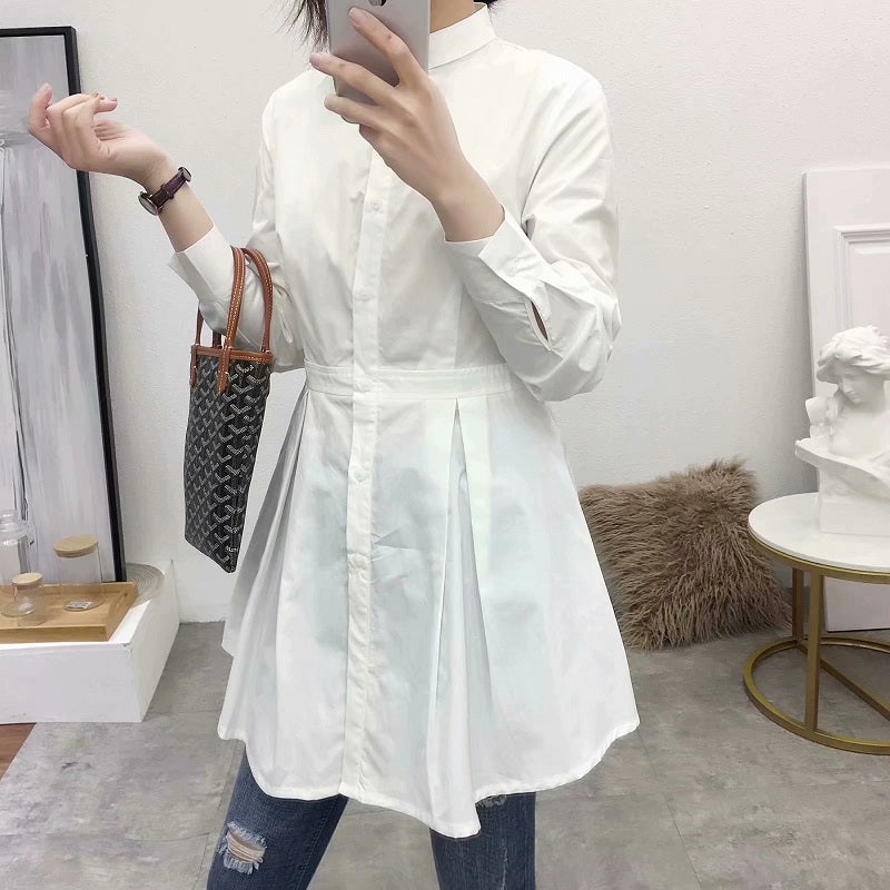 Stand Collar Long Sleeve Blouses Shirt Mssza