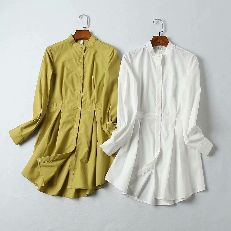 Stand Collar Long Sleeve Blouses Shirt Mssza