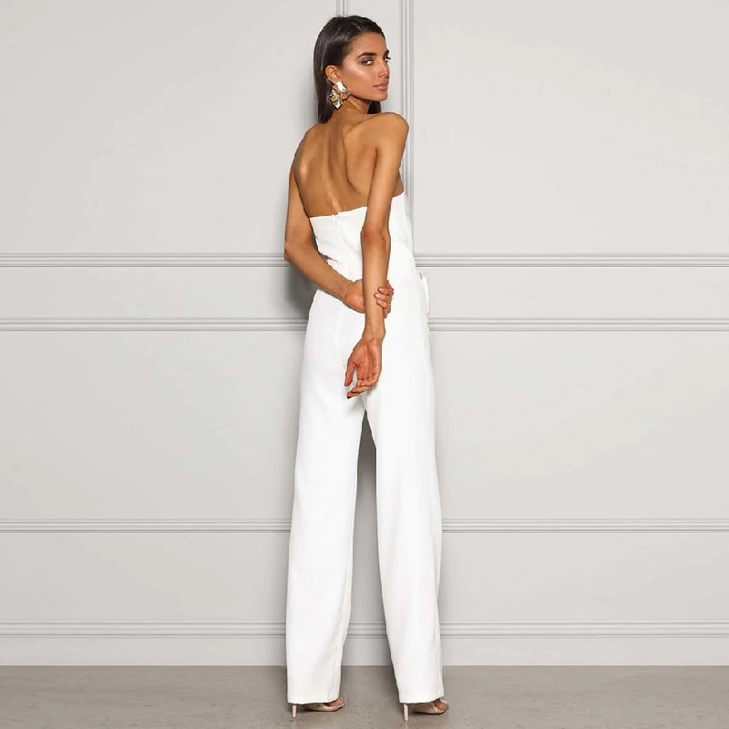 Strapless Bow Backless Bodycon Jumpsuit Mssza