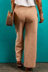 Street Wear Pant Smocked Elastic Waist Pants with Pockets Mssza