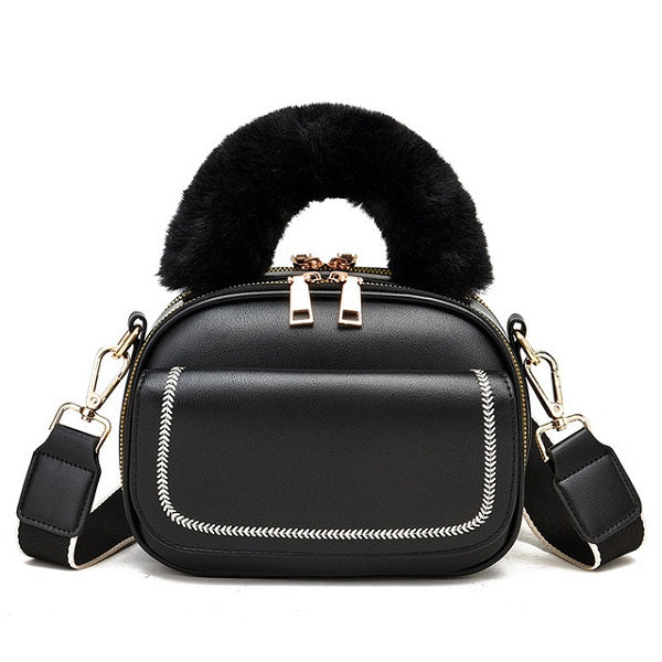 Sweet Retro Splicing Plush Bag Mssza