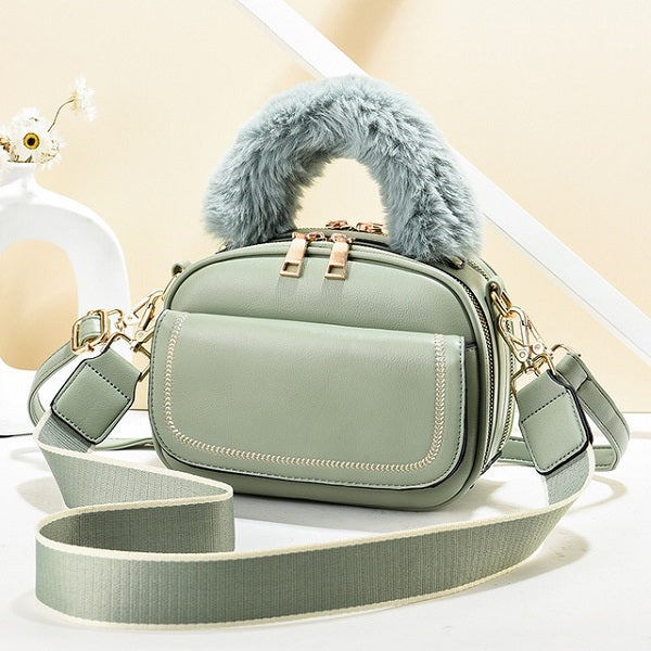 Sweet Retro Splicing Plush Bag Mssza