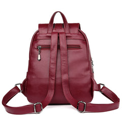 Trendy Travel Mochilas Leather Solid Soft Backpacks Mssza
