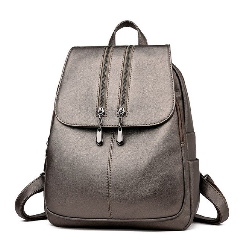 Trendy Travel Mochilas Leather Solid Soft Backpacks Mssza