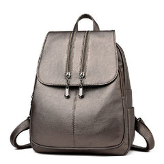 Trendy Travel Mochilas Leather Solid Soft Backpacks Mssza