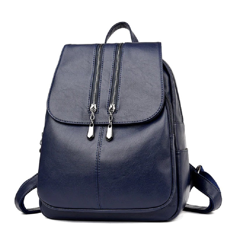 Trendy Travel Mochilas Leather Solid Soft Backpacks Mssza