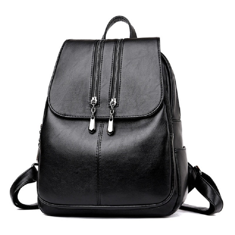Trendy Travel Mochilas Leather Solid Soft Backpacks Mssza