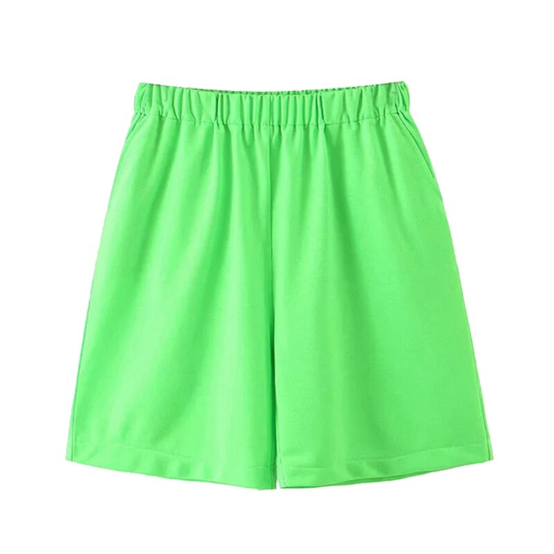 Zipper Crop Top With Elastic Waist Shorts Mssza