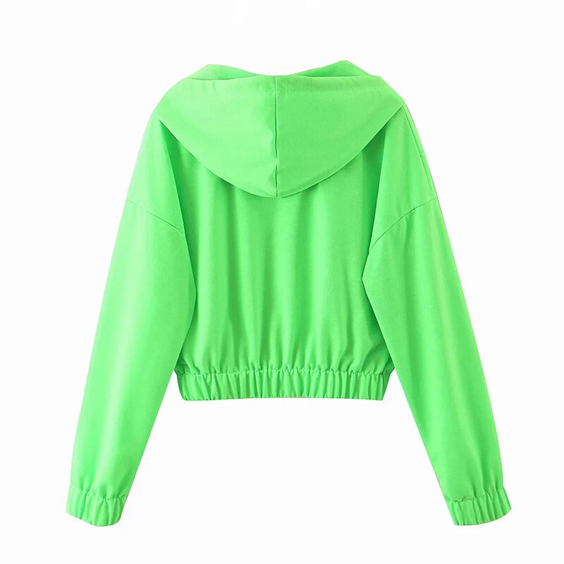 Zipper Crop Top With Elastic Waist Shorts Mssza