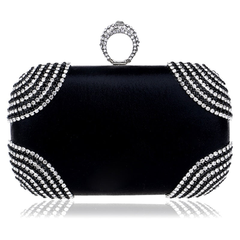 Trendy Diamonds Beading Finger Ring Diamonds Clutch Bag Mssza