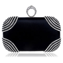 Trendy Diamonds Beading Finger Ring Diamonds Clutch Bag Mssza