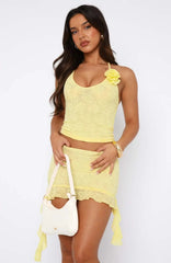 Fit Lace Patchwork Cross-border Smooth Skirt And Top 2 Piece Outfit Mssza