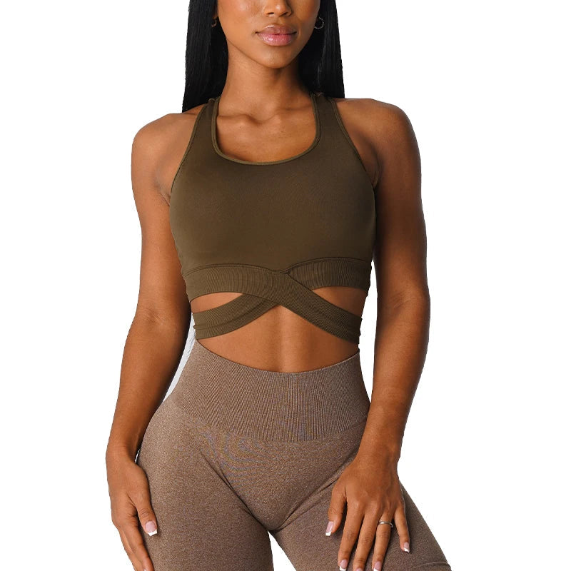 Fitness Elastic Breathable Breast Enhancement Leisure Sports Seamless Bra Top Mssza