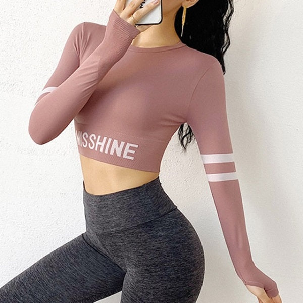 Fitness Sports Gym Crop Top Blouse T-Shirt Sportswear Mssza