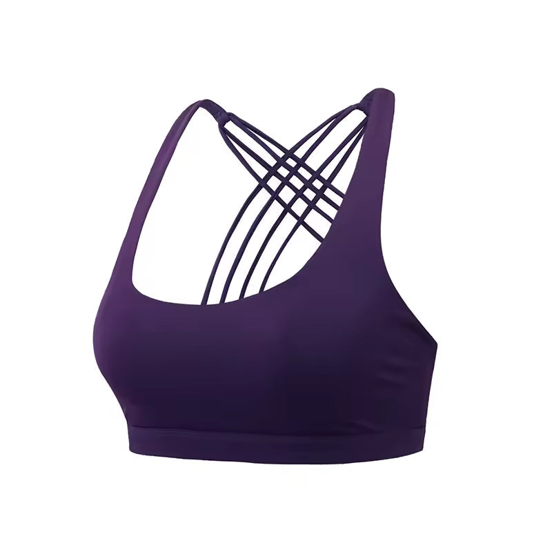 Fitness Sports Bra Push Up Cross Back Shockproof Running Gym Training Workout Yoga Underwear Crop Tops Mssza