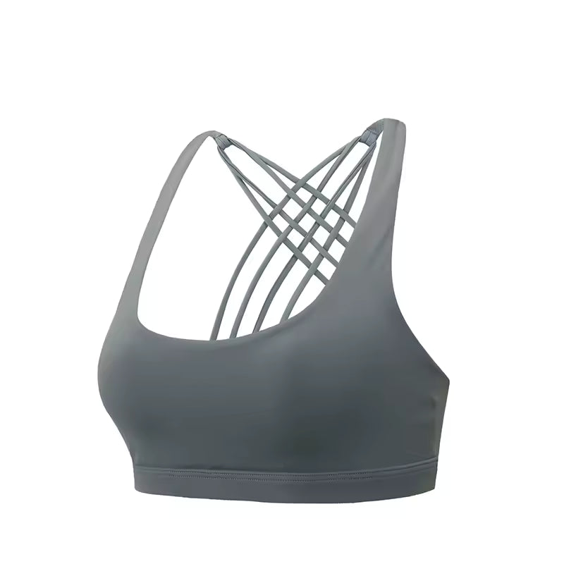 Fitness Sports Bra Push Up Cross Back Shockproof Running Gym Training Workout Yoga Underwear Crop Tops Mssza